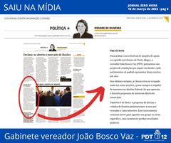 Nota publicada na página 6 do jornal Zero Hora no dia 16 de março de 2023