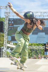 Porto Alegre sedia etapa do STU National - circuito brasileiro de skate – no complexo esportivo da Orla do Guaíba. Na foto, Rayssa Leal, a "Fadinha", medalhista olímpica.