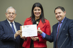 Cecchim, Nanci e Sossmeier na homenagem ao Crea/RS na tarde desta segunda