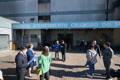 Vereadores da COSMAM fazem visita ao Pronto Atendimento Cruzeiro do Sul (PACS) para averiguar serviços de odontologia do local, em pauta proposta pela vereadora Karen Santos. Presentes o vereador José Freitas (presidente) e a vereadora Lourdes Sprenger.