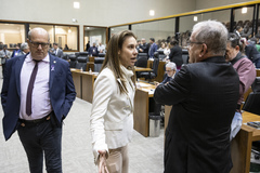 Movimentação de Plenário. Na imagem vereadora Mari Pimentel e vereador Idenir Cecchim
