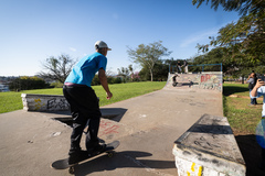 Vereadores da Cece visitam a Praça México e ouvem a comunidade do entorno. Na foto, pista de skate. Skatista. Esporte.
