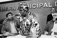 Teresa Franco, primeira mulher negra eleita vereadora em Porto Alegre, com mandato entre os anos de 1997 a 2000, também conhecida pelo apelido "Nega Diaba".