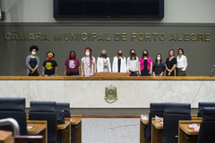 Vereadoras eleitas na eleição de 2020, ano de recorde de mulheres eleitas na Câmara Municipal de Porto Alegre. Na foto: vereadoras Karen Santos, Bruna Rodrigues, Laura Sito, Daiana Santos, Lourdes Sprenger, Mônica Leal, Mari Pimentel, Psicóloga Tanise Sabino, Cláudia Araújo, Fernanda Barth, Comandante Nádia