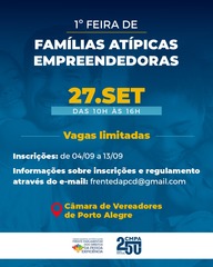Câmara abre inscrições para 1ª Feira de Famílias Atípicas Empreendedoras