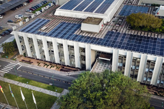 Vista aérea do Palácio Aloísio Filho, sede da Câmara Municipal de Porto Alegre