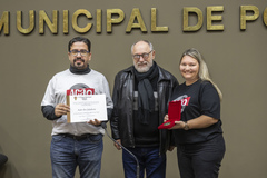 Silva, Ruas e Melissa na homenagem para a Ação da Cidadania 