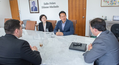 Presidente Hamilton Sossmeier recebe Pr. Marcos Kim e Tatiana KIm - Igreja Batista Boa Notícia
