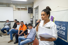 Reunião conjunta CEFOR e CUTHAB — Situação atual dos moradores da Ilha Grande dos Marinheiros. Na foto, vereadora Karen Santos, presidente da Cuthab