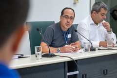 4ª Reunião Ordinária da CUTHAB, com pauta proposta pelo vereador José Freitas, para saber quais as ações foram tomadas pelo Executivo Municipal para realizar desassoreamentos de rios, arroios e córregos de Porto Alegre de setembro (último mês de enchentes) até o presente momento. Participaram representantes da Secretaria Municipal do Meio Ambiente, Urbanismo e Sustentabilidade; da Procuradoria Geral do Município (PGM); do Departamento Municipal de Limpeza Urbana (DMLU); do  Departamento Municipal de Água e Esgoto (DMAE); entre outros orgãos municipais e estaduais. O encontro foi presidido pelo vice-presidente da Comissão, vereador Cassiá Carpes.