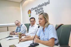 A reunião foi proposta pela vereadora Fernanda Barth (PL) e conduzida pelo presidente da Cedecondh, vereador Alvoni Medina (Republicanos)